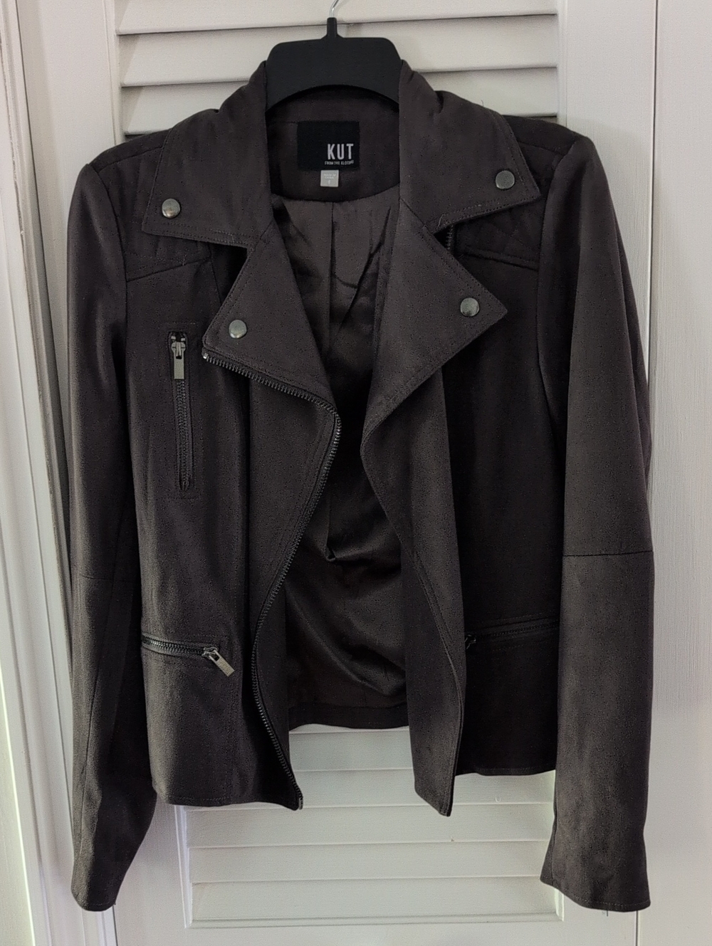 Kut from the Kloth Dark Brown Faux Suede Moto Jacket